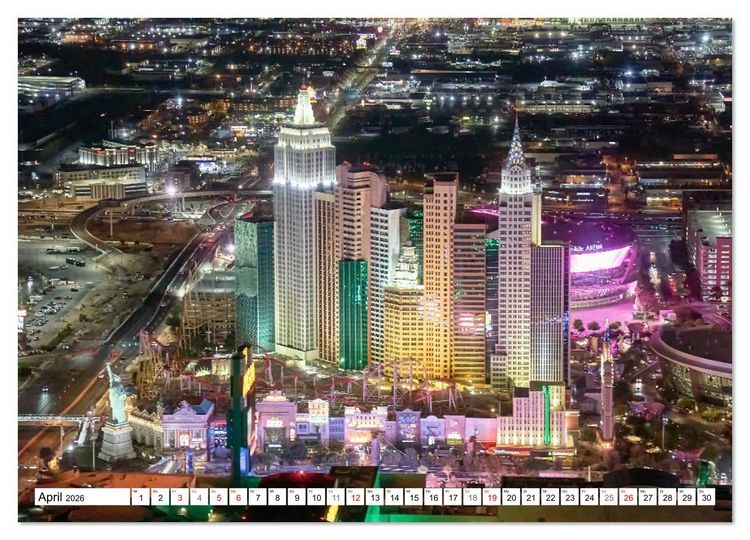 Produktbild: Las Vegas Nightlife - Neonlichter, Casinos und unvergessliche N&auml;chte (Wandkalender 2026 DIN A3 quer), CALVENDO Monatskalender
