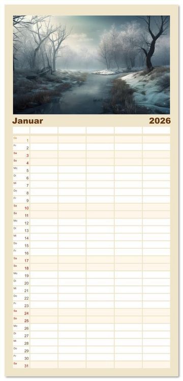 Produktbild: Familienplaner 2026 - Himmlische Landschaften des Lichts mit 5 Spalten (Wandkalender, 21 x 45 cm) CALVENDO