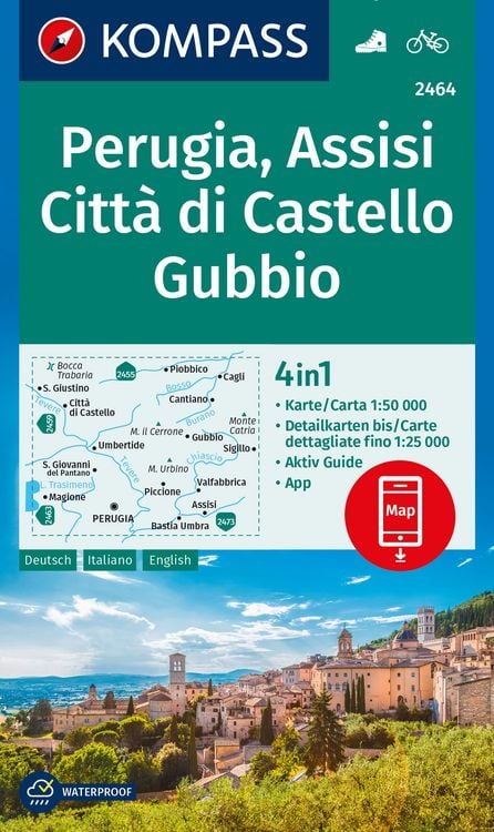 Produktbild: KOMPASS Wanderkarte 2464 Perugia, Assisi, Citt&agrave; di Castello, Gubbio 1:50.000