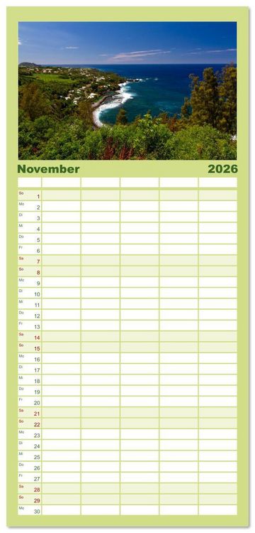 Produktbild: Familienplaner 2026 - &Icirc;le de la R&eacute;union - Das franz&ouml;sische Paradies im Indischen Ozean mit 5 Spalten (Wandkalender, 21 x 45 cm) CALVENDO