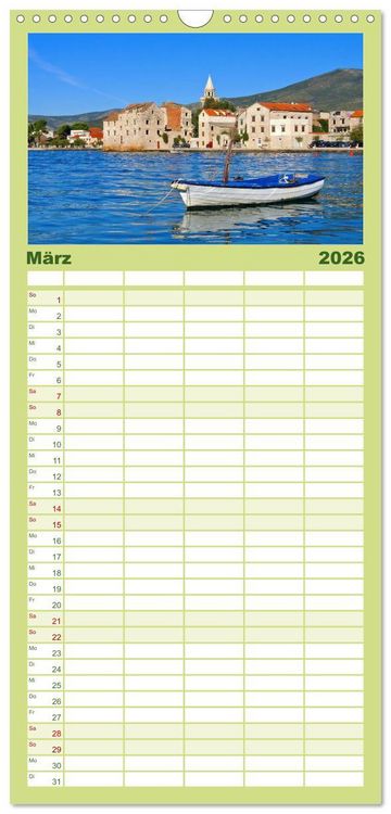 Produktbild: Familienplaner 2026 - Kroatien - Traumhafte Landschaften und faszinierende St&auml;dte mit 5 Spalten (Wandkalender, 21 x 45 cm) CALVENDO