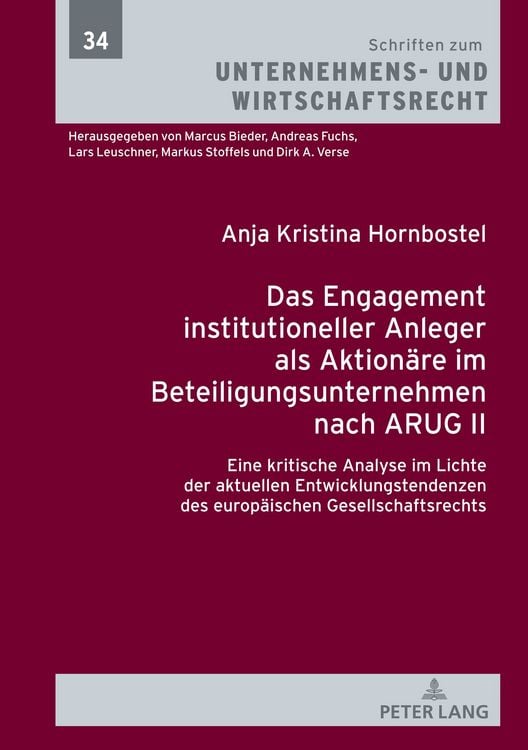 Produktbild: Das Engagement institutioneller Anleger als Aktionaere im Beteiligungsunternehmen nach ARUG II