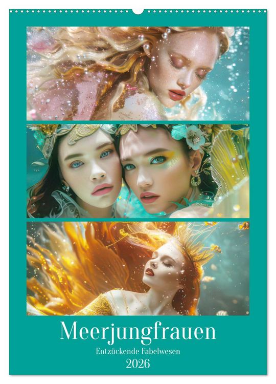 Produktbild: Meerjungfrauen &ndash; Entz&uuml;ckende Fabelwesen (Wandkalender 2026 DIN A2 hoch), CALVENDO Monatskalender