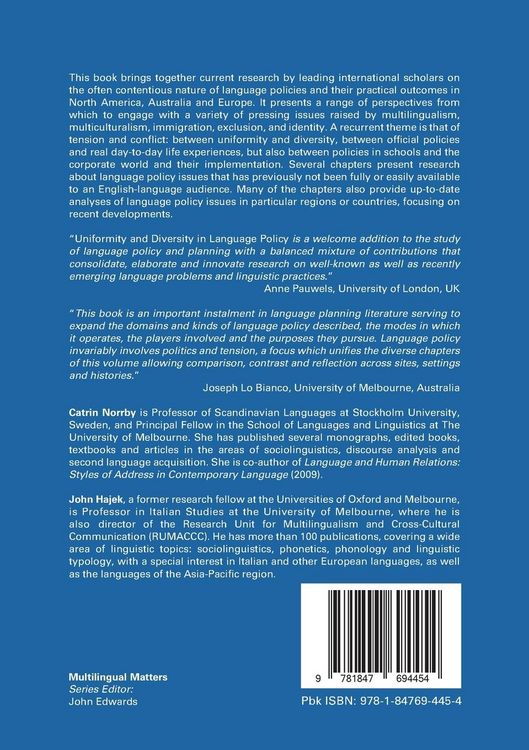 Produktbild: Uniformity and Diversity in Language Policy