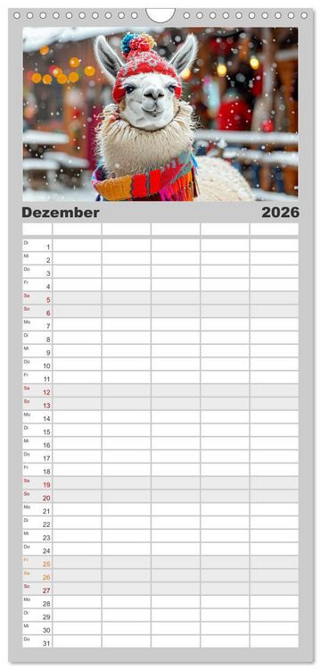 Produktbild: Familienplaner 2026 - Lamas auf Tour. Perus flauschige Fashion-Ikonen mit 5 Spalten (Wandkalender, 21 x 45 cm) CALVENDO