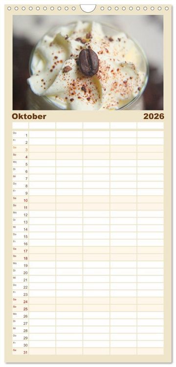 Produktbild: Familienplaner 2026 - Der Kaffee ist fertig mit 5 Spalten (Wandkalender, 21 x 45 cm) CALVENDO
