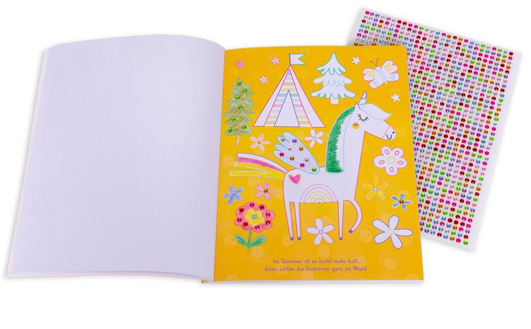 Produktbild: Mein Malbuch mit bunten Glitzersteinen. Einh&ouml;rner (Mit &uuml;ber 1.000 Glitzersteinen)