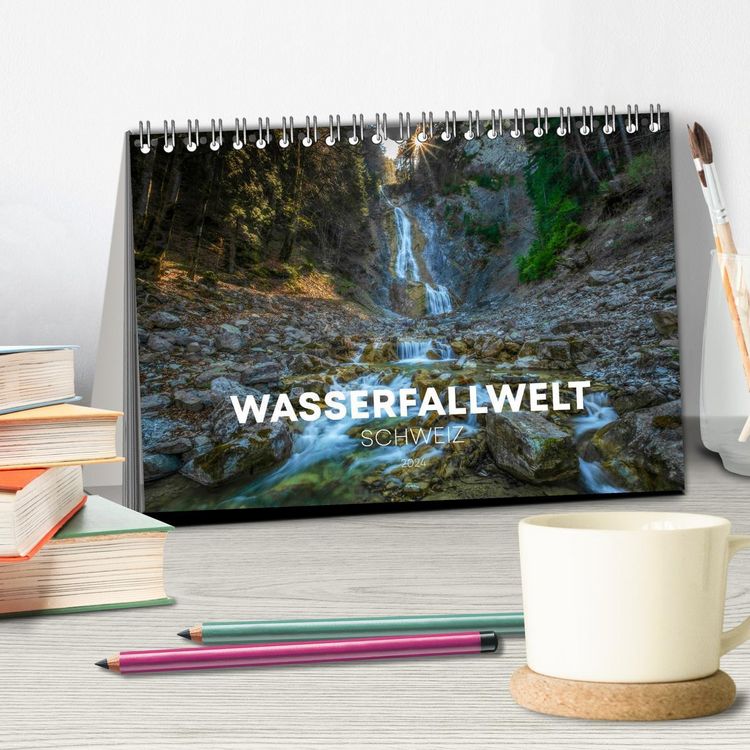 Produktbild: Wasserfallwelt Schweiz (Tischkalender 2026 DIN A5 quer), CALVENDO Monatskalender