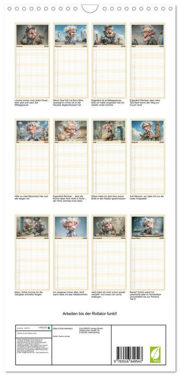 Produktbild: Familienplaner 2026 - Arbeiten bis der Rollator funkt! mit 5 Spalten (Wandkalender, 21 x 45 cm) CALVENDO