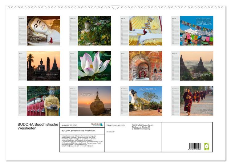 Produktbild: BUDDHA Buddhistische Weisheiten (Wandkalender 2026 DIN A2 quer), CALVENDO Monatskalender