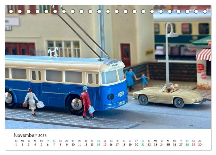 Produktbild: Autos auf der Modellbahn (Tischkalender 2026 DIN A5 quer), CALVENDO Monatskalender
