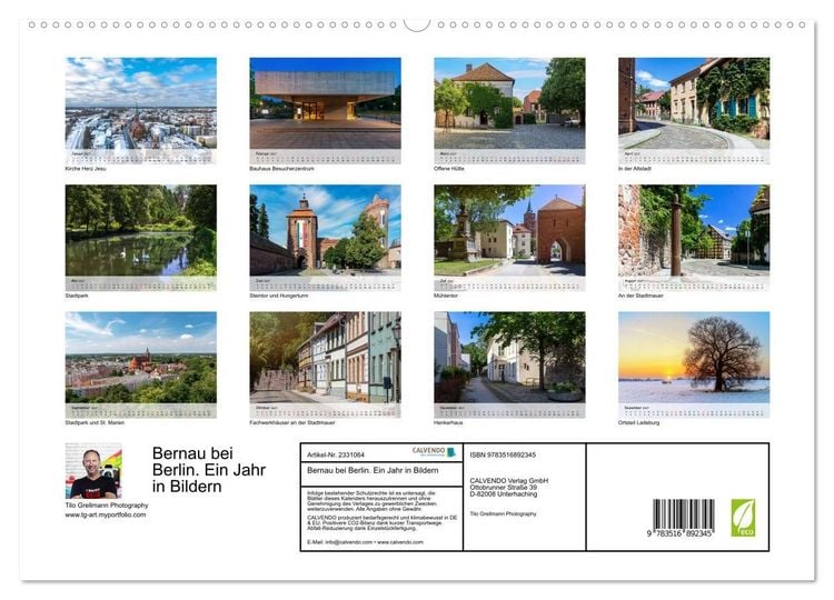 Produktbild: Bernau bei Berlin. Ein Jahr in Bildern (hochwertiger Premium Wandkalender 2027 DIN A2 quer), Kunstdruck in Hochglanz