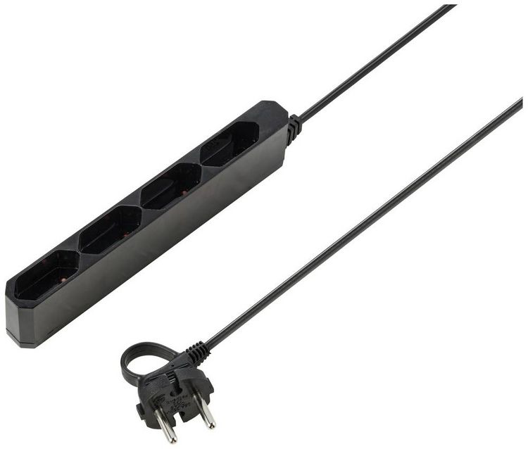 Produktbild: Sygonix SY-5806880 Steckdosenleiste 4fach Schwarz Eurostecker 1St.