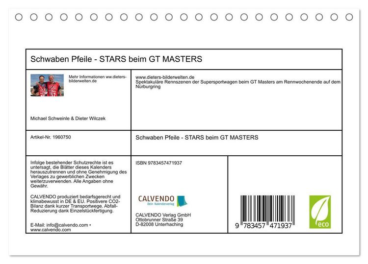 Produktbild: Schwaben Pfeile - STARS beim GT MASTERS (Tischkalender 2026 DIN A5 quer), CALVENDO Monatskalender