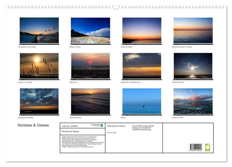 Produktbild: Nordsee & Ostsee (Wandkalender 2026 DIN A2 quer), CALVENDO Monatskalender