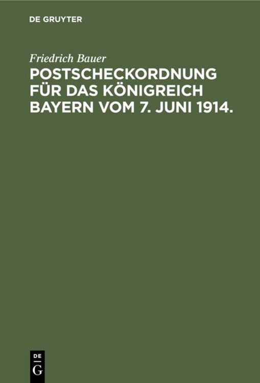 Produktbild: Postscheckordnung f&uuml;r das K&ouml;nigreich Bayern vom 7. Juni 1914.