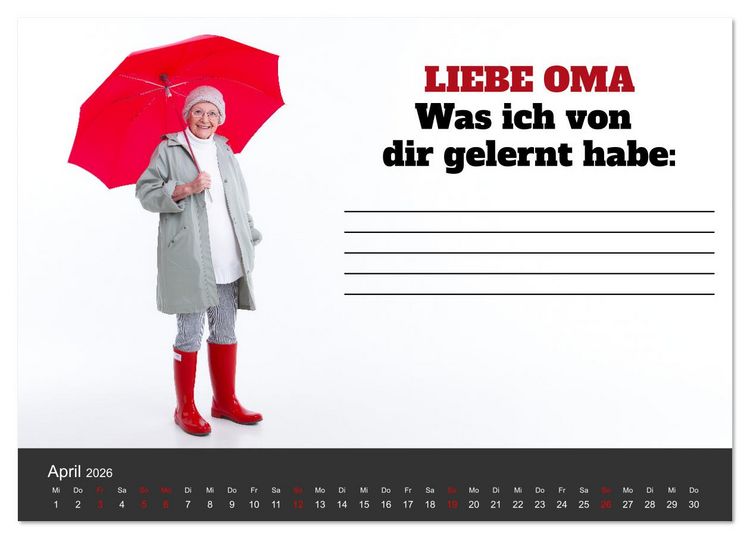 Produktbild: Kalender f&uuml;r Oma - Was ich dir sagen will (Tischkalender 2026 DIN A5 quer), CALVENDO Monatskalender
