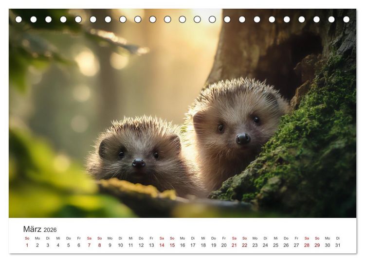 Produktbild: Rund, stachlig, munter - Ein Jahr mit Igeln (Tischkalender 2026 DIN A5 quer), CALVENDO Monatskalender