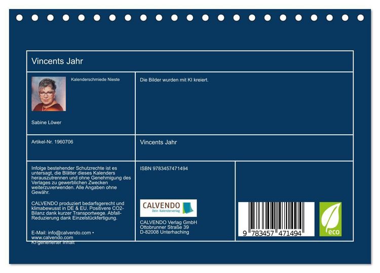 Produktbild: Vincents Jahr (Tischkalender 2026 DIN A5 quer), CALVENDO Monatskalender