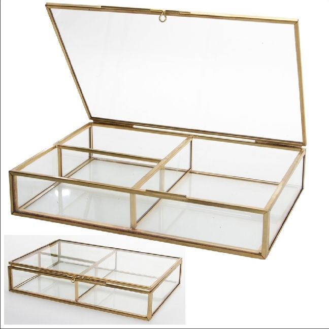 Produktbild: Sammelvitrinen Echtglas mit Metallkanten Naturmessing