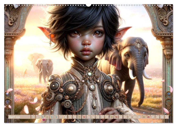 Produktbild: Elfenkinder und ihre Freunde - Magie und Natur im Einklang (Wandkalender 2026 DIN A2 quer), CALVENDO Monatskalender