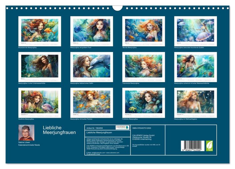 Produktbild: Liebliche Meerjungfrauen (Wandkalender 2026 DIN A3 quer), CALVENDO Monatskalender