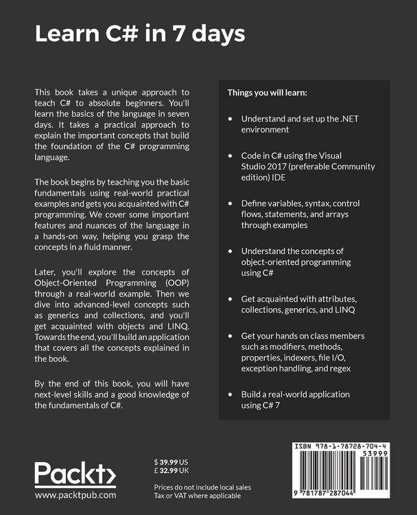 Produktbild: Learn C# in 7 days