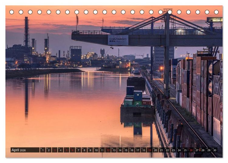Produktbild: Mannheim 2026 - wenn es Nacht wird im Hafen (Tischkalender 2026 DIN A5 quer), CALVENDO Monatskalender