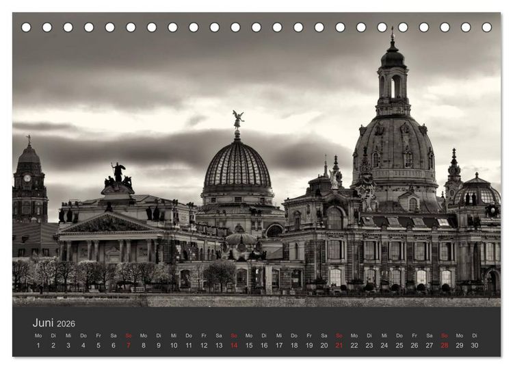 Produktbild: Dresden Schwarz Weiss 2026 (Tischkalender 2026 DIN A5 quer), CALVENDO Monatskalender