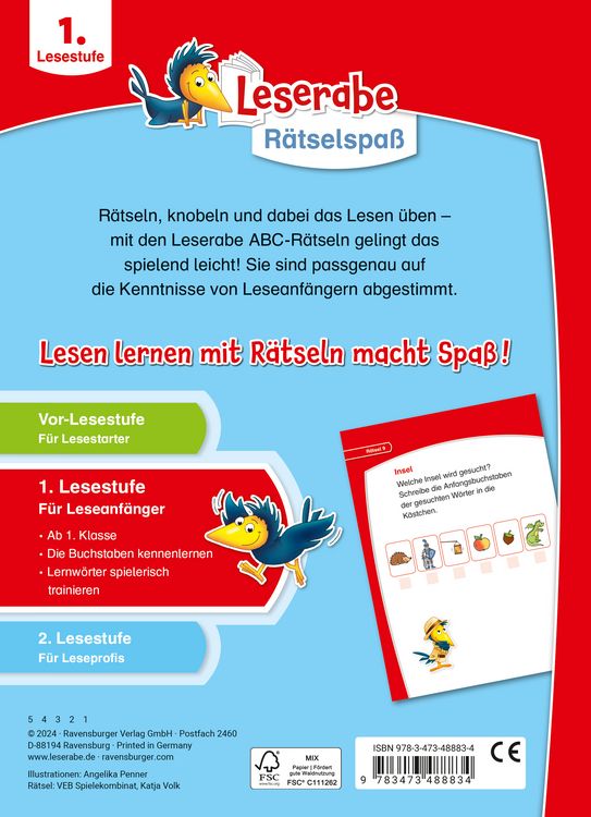 Produktbild: Leserabe R&auml;tselspa&szlig; - Abc-R&auml;tsel zum Lesenlernen (1. Lesestufe)