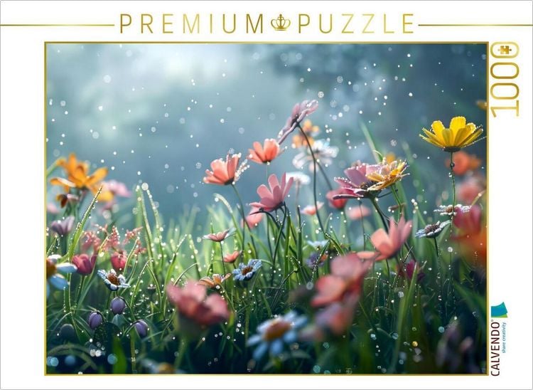 Produktbild: CALVENDO Puzzle Blumenwiese am fr&uuml;hen Morgen | 1000 Teile Lege-Gr&ouml;&szlig;e 64x48cm Foto-Puzzle f&uuml;r gl&uuml;ckliche Stunden