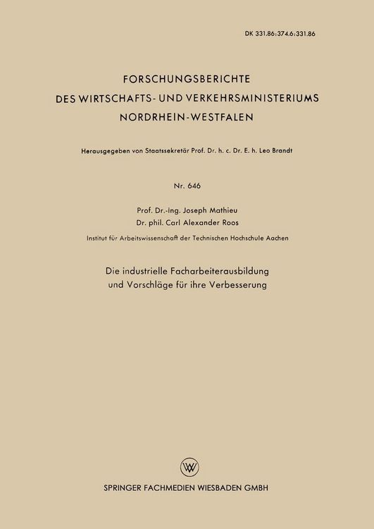 Produktbild: Die industrielle Facharbeiterausbildung und Vorschl&auml;ge f&uuml;r ihre Verbesserung