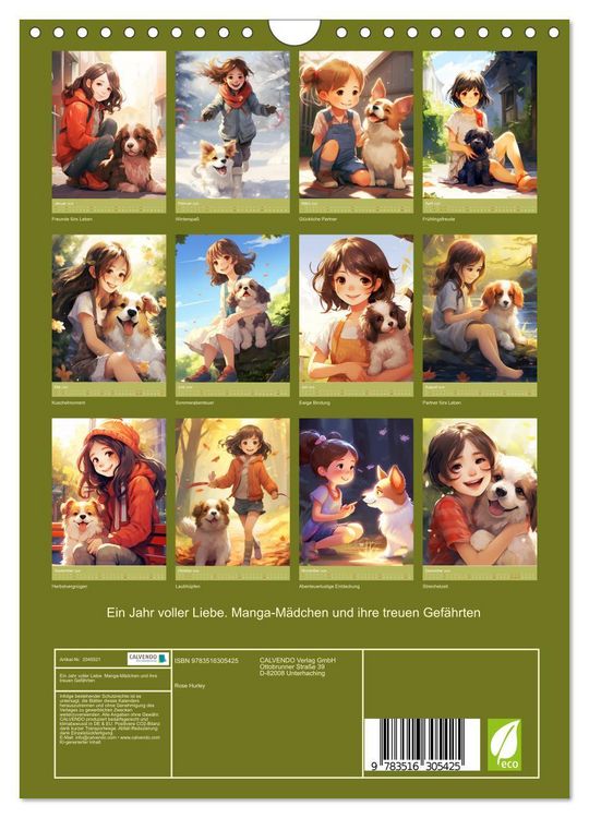 Produktbild: Ein Jahr voller Liebe. Manga-M&auml;dchen und ihre treuen Gef&auml;hrten (Wandkalender 2026 DIN A4 hoch), CALVENDO Monatskalender
