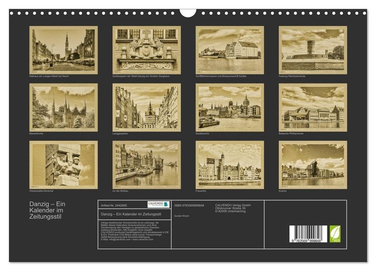 Produktbild: Danzig &ndash; Ein Kalender im Zeitungsstil (Wandkalender 2027 DIN A3 quer), CALVENDO Monatskalender