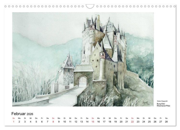 Produktbild: Pinselspuren einer Deutschlandreise - 12 Aquarelle von Dieter Klapproth (Wandkalender 2026 DIN A3 quer), CALVENDO Monatskalender