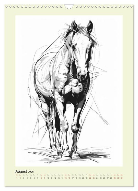 Produktbild: Sketchy Power Horses (Wall Calendar 2026 DIN A3 portrait), CALVENDO 12 Month Wall Calendar