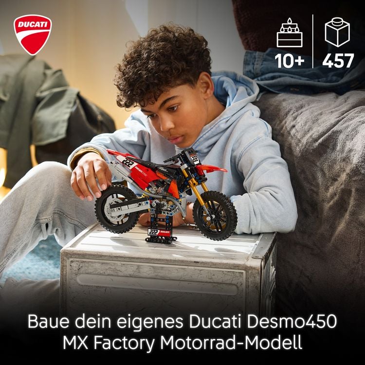 Produktbild: LEGO Technic Ducati Desmo450 MX Factory Motorrad Spielzeug 42238