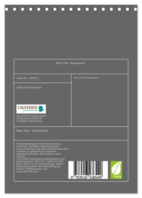 Produktbild: New York - Blickwinkel (Tischkalender 2026 DIN A5 hoch), CALVENDO Monatskalender