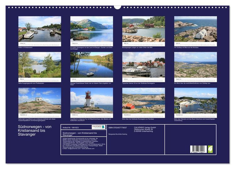 Produktbild: S&uuml;dnorwegen - von Kristiansand bis Stavanger (Wandkalender 2026 DIN A2 quer), CALVENDO Monatskalender