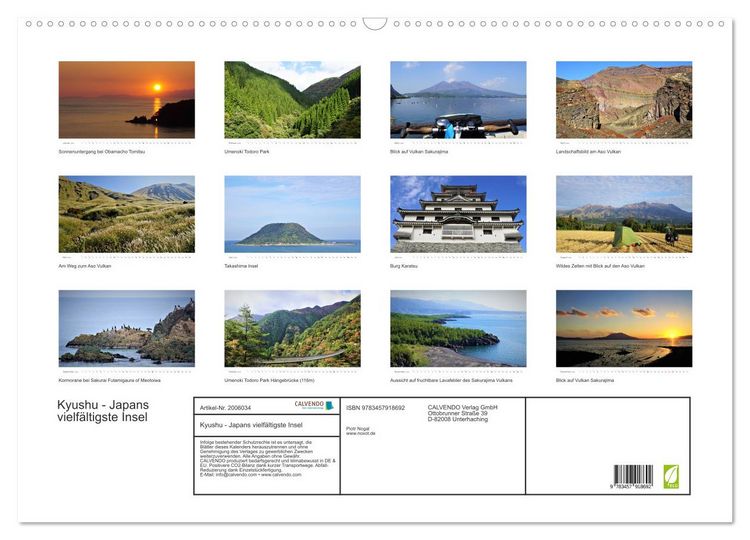 Produktbild: Kyushu - Japans vielf&auml;ltigste Insel (Wandkalender 2026 DIN A2 quer), CALVENDO Monatskalender