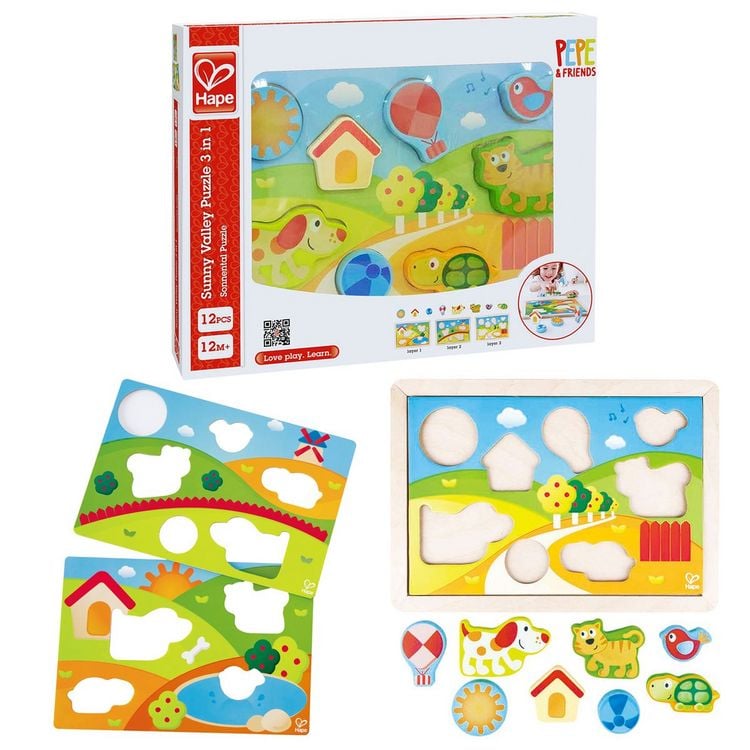 Produktbild: Hape Kinderpuzzle Sonnental 3in1