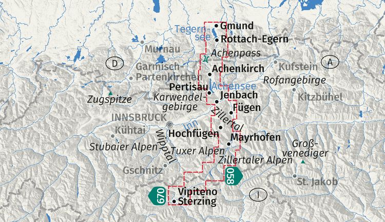 Produktbild: KOMPASS Wanderkarte 289 Die Alpen&uuml;berquerung - vom Tegernsee &uuml;ber Achensee und Zillertal nach Sterzing 1:50.000