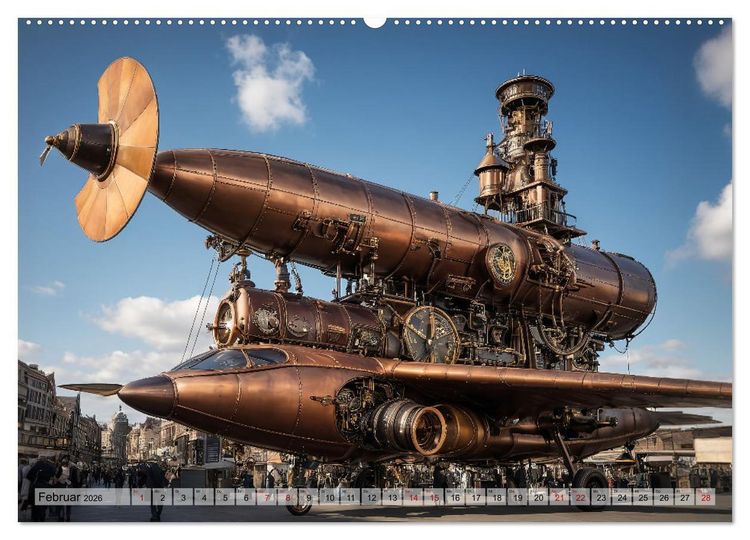 Produktbild: Steampunk - fantastische Flugger&auml;te (Wandkalender 2026 DIN A2 quer), CALVENDO Monatskalender