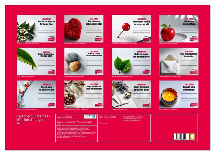 Produktbild: Kalender f&uuml;r Mamas - Was ich dir sagen will (Wandkalender 2026 DIN A2 quer), CALVENDO Monatskalender