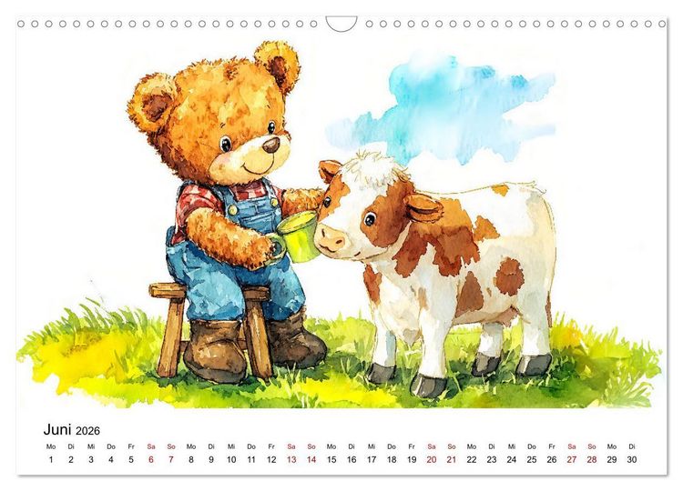 Produktbild: Teddy auf dem Bauernhof - Entdecke das Landleben mit Tieren und Feldern (Wandkalender 2026 DIN A3 quer), CALVENDO Monatskalender