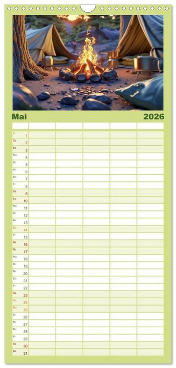 Produktbild: Familienplaner 2026 - Camping-Life und Abenteuer mit 5 Spalten (Wandkalender, 21 x 45 cm) CALVENDO