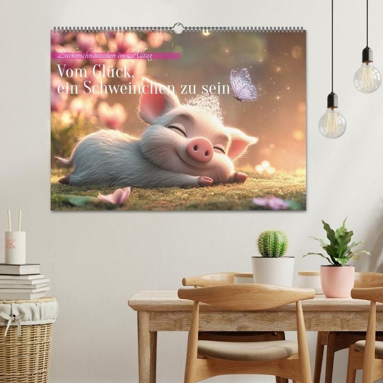Produktbild: Vom Gl&uuml;ck, ein Schweinchen zu sein (Wandkalender 2026 DIN A2 quer), CALVENDO Monatskalender