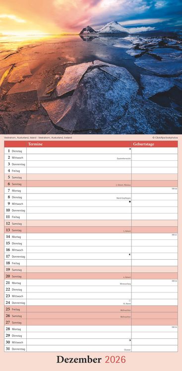 Produktbild: Emotions 2026 - Streifenplaner 22 x45 cm - mit einer Spalte für Eintragungen und einer für Geburtstage - Familienkalender - Familienplaner - Achtsamke