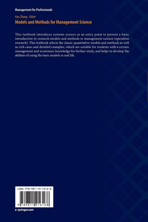 Produktbild: Models and Methods for Management Science