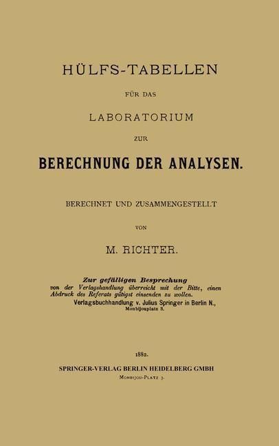 Produktbild: H&uuml;lfs-Tabellen f&uuml;r das Laboratorium zur Berechnung der Analysen
